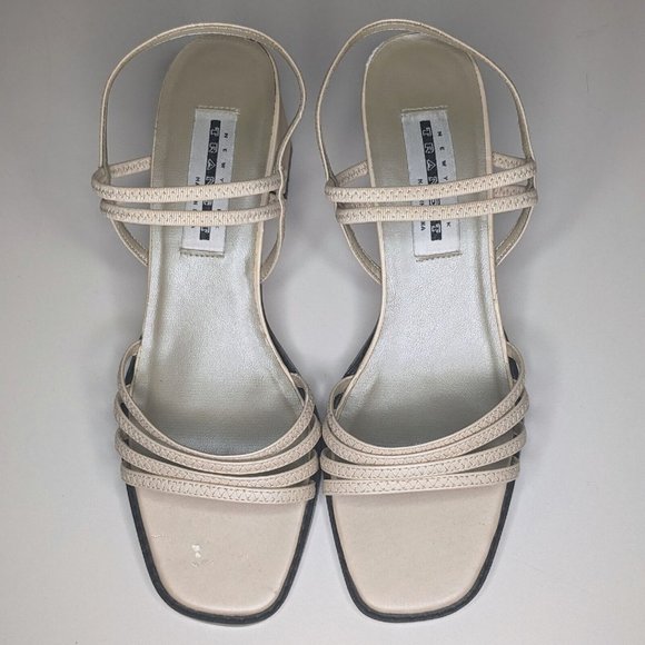 New York Transit Cream Beige Strappy 2.5 inch Heels Sandals Womens Size 10M - Picture 1 of 12